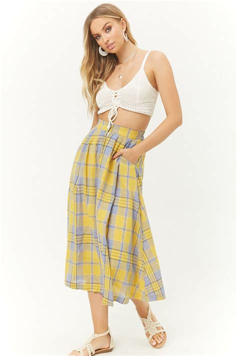 Plaid A Line Skirt Forever 21 A Line Skirts Skirts Two Piece