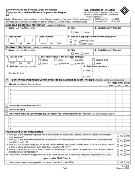 2013 Form DoL EE-2 Fill Online, Printable, Fillable, Blank - pdfFiller