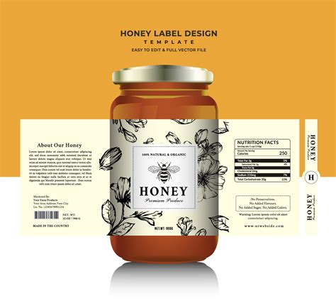 miel etiqueta y miel diseño bandera natural abeja miel vaso tarro