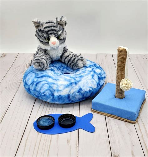 Blue Leopard Print Cat Bed and Scratching Post American Girl | Etsy