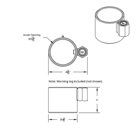 Heavy Duty Steel King Pin Lock With 12 Warning Tag For 2 Diameter