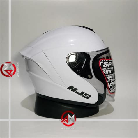 Helm Njs Kairoz Solid White Half Face Helmjabodetabek