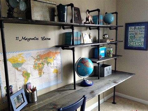 Industrial Shelving and Desk in a Little Boys Room