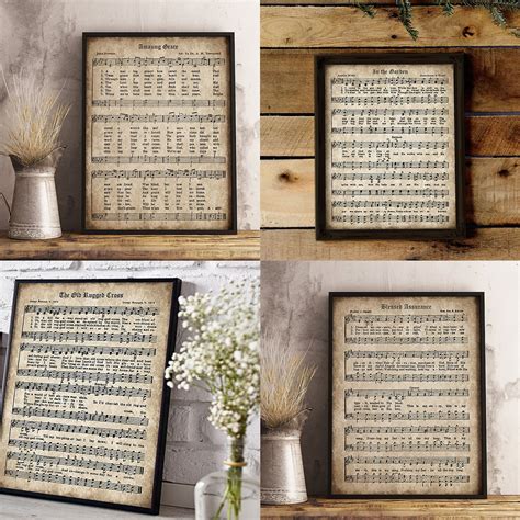 Old Hymn Print Set Of Printable Vintage Sheet Music Etsy