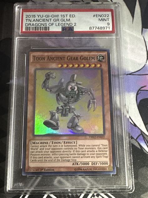 PSA Yu Gi Oh TCG Toon Ancient Gear Golem Dragons Of Legend 2 EN022 1st