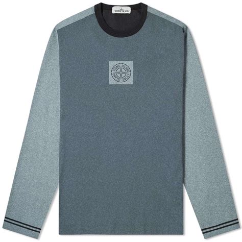 Stone Island Long Sleeve Tela Plated Chalk Logo Tee Stone Island