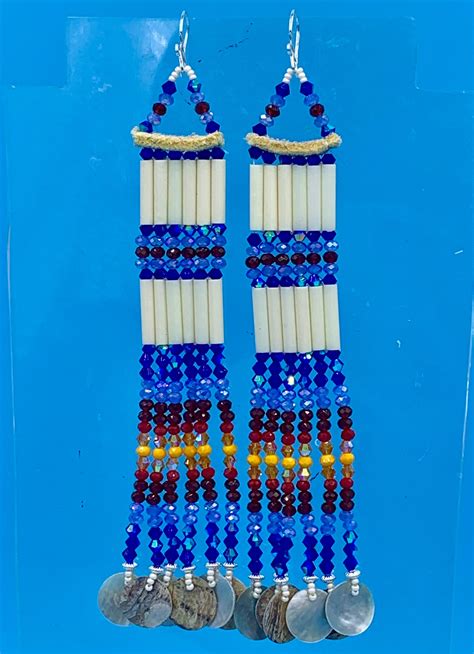 Native American Fire Color Quill Earrings Etsy