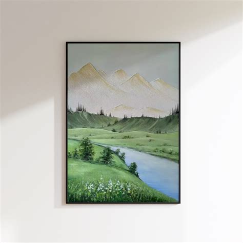 Mountain And Lake Oil Painting Canva Home