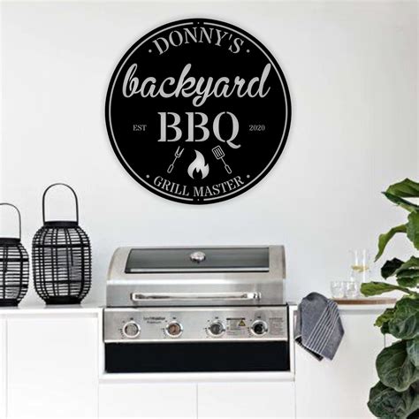 Personalized Backyard Bbq Metal Sign Custom Outdoor Kitchen Etsy