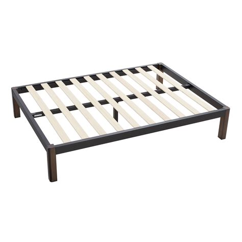 Mainstays Wood Slat Black Metal Platform Bed Frame With Wood Legs Full