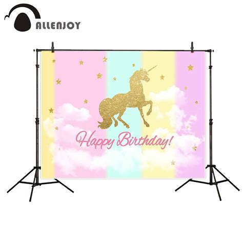 Allenjoy Photography Backdrops Unicorn Birthday Party Backdrop Golden