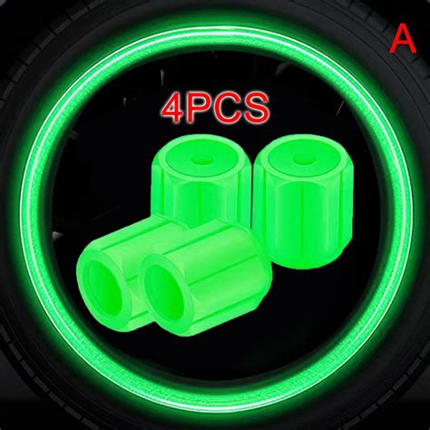 8PCS Luminous Tire Valve Caps Glowing Tire Pressure Cap Universal