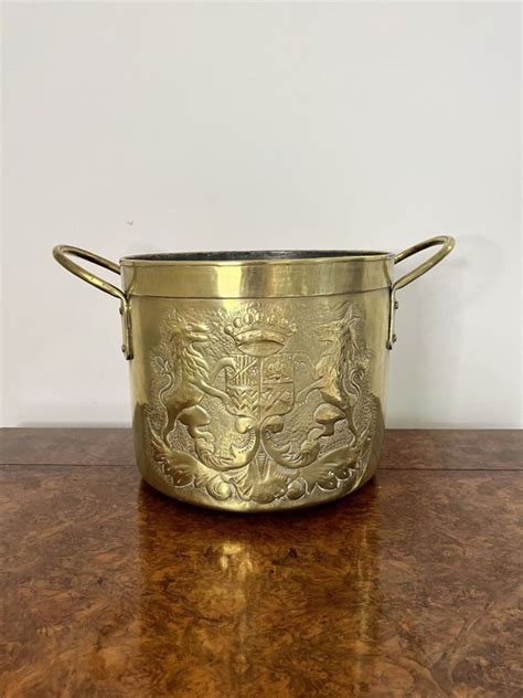 Antique Victorian Circular Brass Coal Bucket 1880s For Sale At Pamono