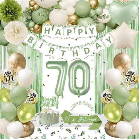 70th Birthday Decorations For Women Sage Green 70th