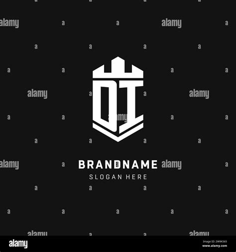 DI Monogram Logo Initial With Crown And Shield Guard Shape Style Vector