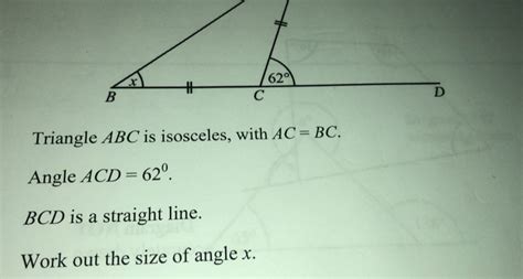 Solved Triangle Abc Is Isosceles With Acbc Angle Acd620 Bcd Is A