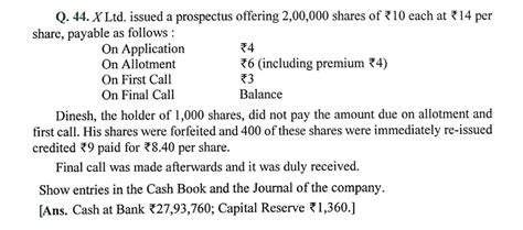 Dk Goel Solutions Q Chapter Issue Of Shares Class Cbse