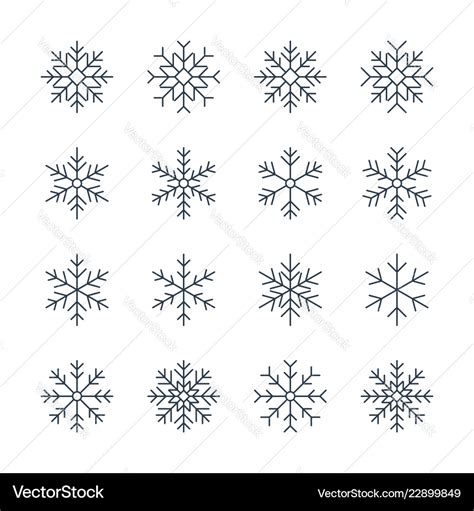 Thin Line Snowflake Icons Royalty Free Vector Image