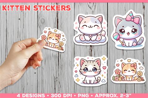 Cute Kitten Stickers PNG Adorable Kawai Graphic By Julimur Creative