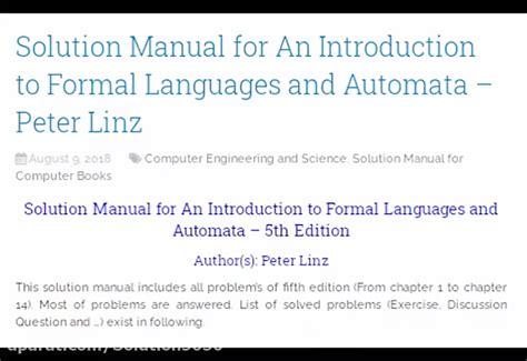 Solution Manual For An Introduction To Formal Languages And Automata