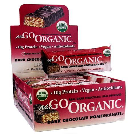 NuGo Nutrition, Organic Protein Bar, Dark Chocolate Pomegranate Bars, 12 Bars, 1.76 oz (50 g ...