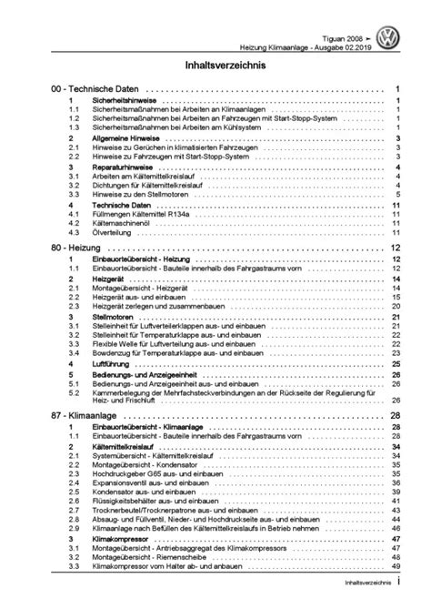 VW Tiguan I 5N 07 16 Heizung Klimaanlage Reparaturanleitun