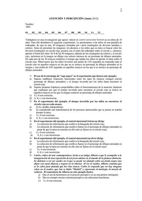 Examen 7 Junio 2017 preguntas y respuestas 1 ATENCIÓN Y PERCEPCIÓN