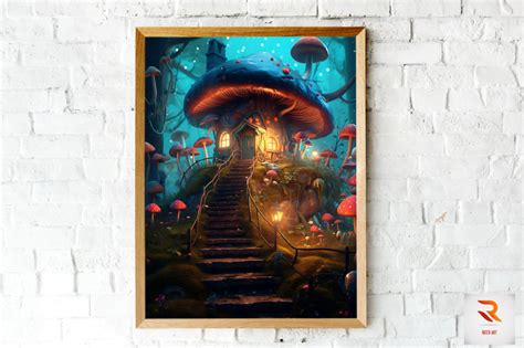 Beautiful Fairy Mushroom House Wall Art By Mulew Art Thehungryjpeg