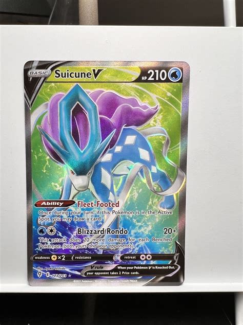 Pokemon Suicune V Evolving Skies Full Art Nm M Values Mavin