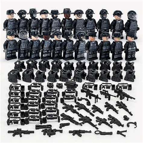 Custom Swat Police Minifigures With Weapons Lego Alternative Moc