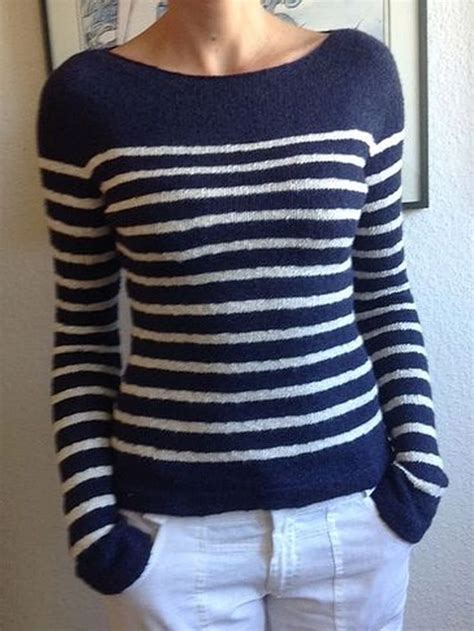 Crew Neck Casual Striped Sweater Sclinen Stripe Sweater Sweater Pattern Casual Stripes