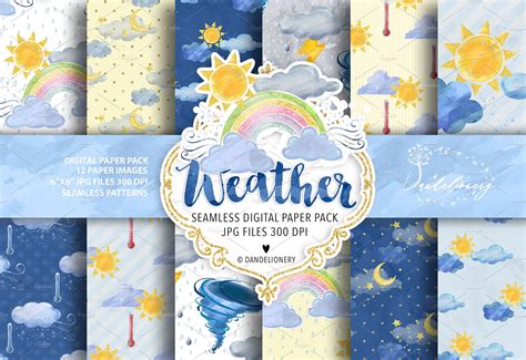 Weather Digital Paper Pack Graphic Patterns Creative Market