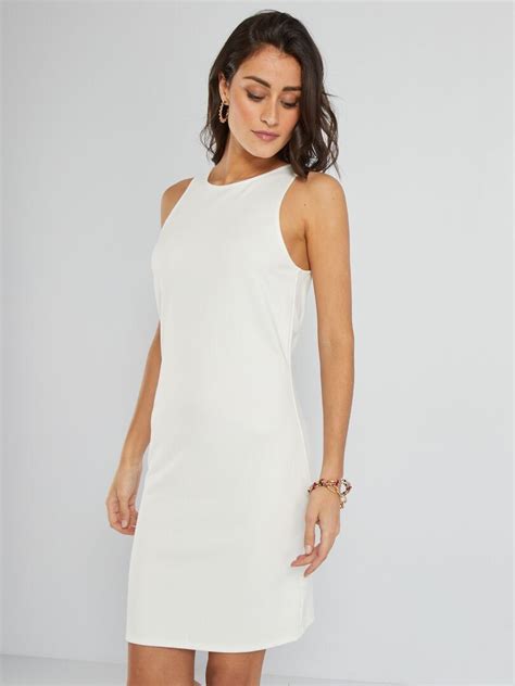 Robe Courte Unie Blanc Kiabi