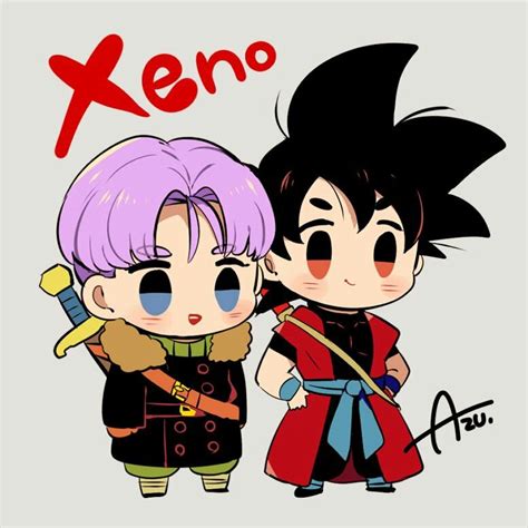 Xeno Goku And Xeno Trunks Personajes De Dragon Ball Dibujo De Goku Ilustración De Dragón