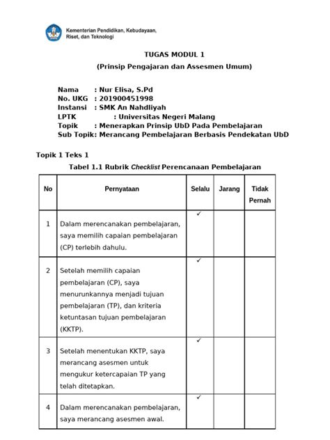 Tugas Modul 1 Topik 1 Pdf
