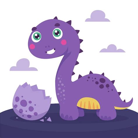 Dibujos animados adorable bebé dinosaurio ilustrado Vector Gratis