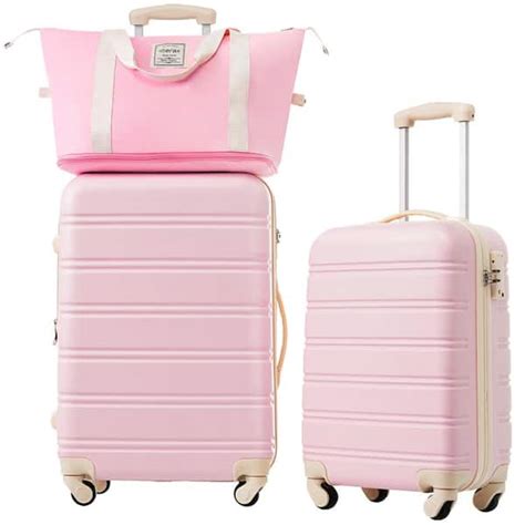 Merax Piece Light Pink Expandable Abs Hardshell Spinner In And