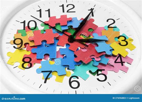 Clock And Puzzle Pieces Stock Image Image Of Still Pressure 27696883