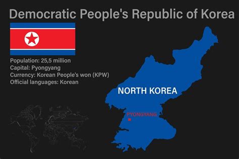 Zeer Gedetailleerde Kaart Van Noord Korea Met Vlag Hoofdstad En Kleine