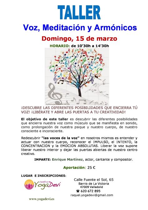 Cartel Taller De Voz Meditaci N Y Arm Nicos P