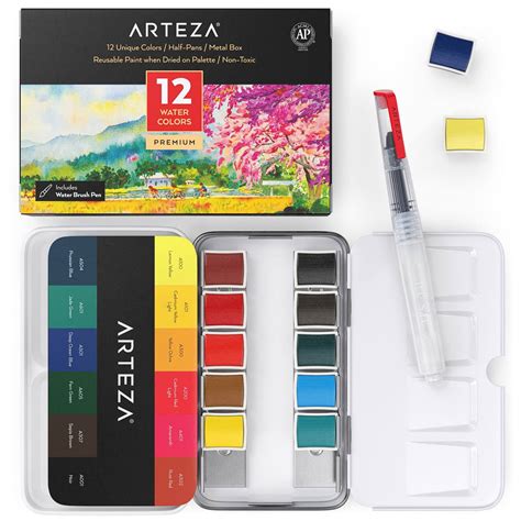 Watercolor Artist Paint Half Pans Set Of 12