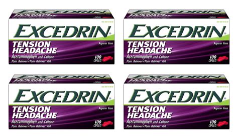 Excedrin Tension Headache Caplets 100 Ea Pack Of 4 Walmart