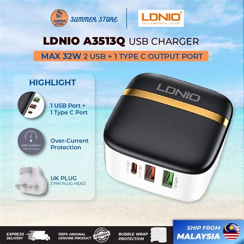 Ldnio Adapter A3513q 32w Pd Quick Charge 3 0 Fast Charge Quick Charge Charger 2 Usb A And 1 Usb