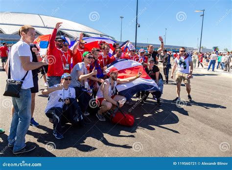 Merry And Decorated Football Fans With Flags Editorial Photo Image Of