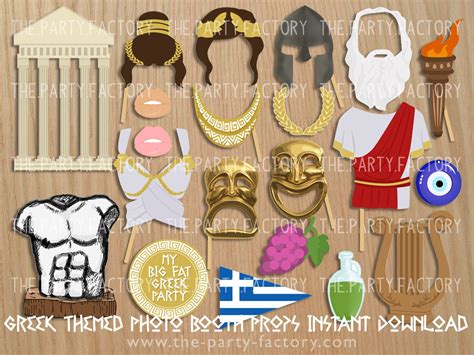 Greek Themed Photo Booth Props Instant Download Printables Etsy