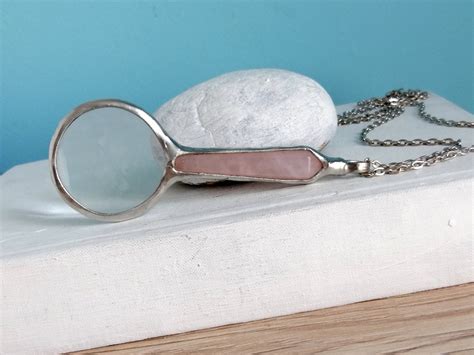 Loupe Necklace magnifying glass LOUPE pendant ROSE QUARTZ | Etsy