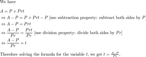 Solve The Formula For The Indicated Variable Apprt T Bu Quizlet