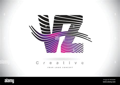 VZ V Z Zebra Texture Letter Logo Design With Creative Lines And Swosh