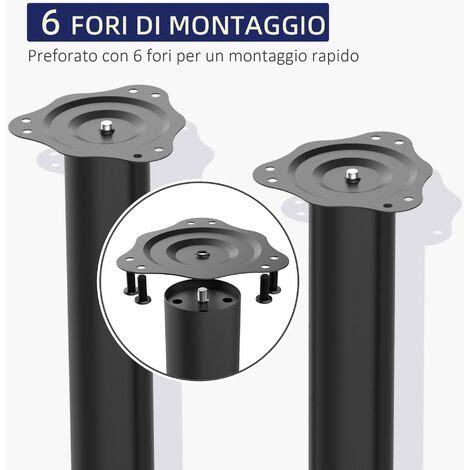 HOMCOM Set 4 Gambe Per Tavolo In Acciaio Con 24 Viti Incluse Nero