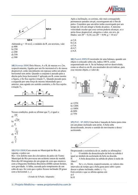 Lista De Exercícios Aplicações Das Leis De Newton Pdf